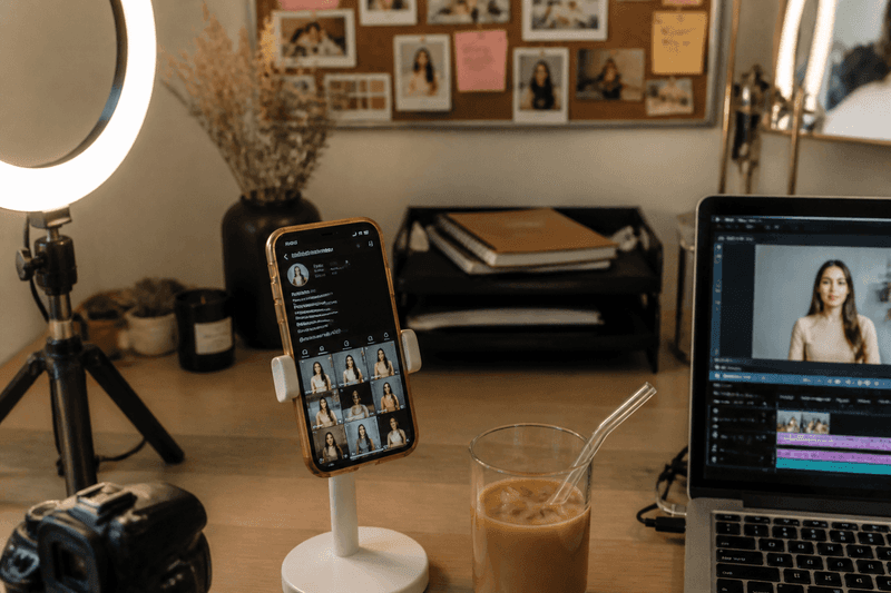 Creator testing fancy fonts for social media on a phone